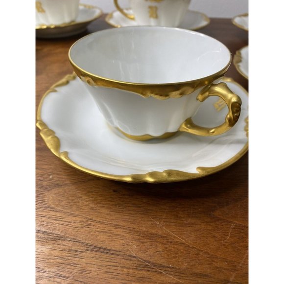 White Gold Dining Limoges France White Tea Cup Saucer Coffee